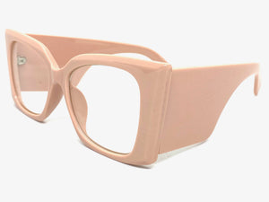 Oversized Exaggerated Retro Cat Eye Style Clear Lens EYEGLASSES Super Thick Pink Optical Frame - RX Capable 6107