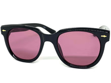 Classic Vintage Retro Style SUNGLASSES Thick Black Frame Purple Lens 80285