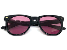 Classic Vintage Retro Style SUNGLASSES Thick Black Frame Purple Lens 80285