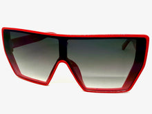 Oversized Futuristic Modern Rerto Shield Style SUNGLASSES Large Red Frame 7535