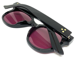 Classic Vintage Retro Style SUNGLASSES Thick Black Frame Purple Lens 80285