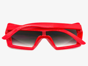 Oversized Futuristic Modern Rerto Shield Style SUNGLASSES Large Red Frame 7535