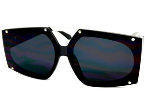 Oversized Futuristic Modern Rerto Shield Style SUNGLASSES Large Black Frame 8350
