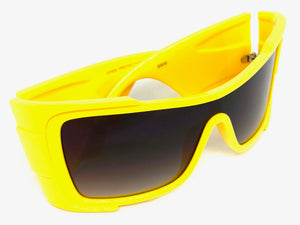 Oversized Classic Modern Retro Wrap Shield Style SUNGLASSES Huge Super Thick Yellow Frame 80636