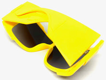 Oversized Classic Modern Retro Wrap Shield Style SUNGLASSES Huge Super Thick Yellow Frame 80636