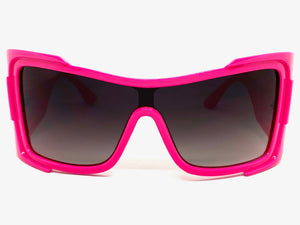 Oversized Classic Modern Retro Wrap Shield Style SUNGLASSES Huge Super Thick Fuchsia Frame 80636