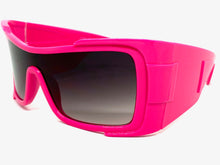 Oversized Classic Modern Retro Wrap Shield Style SUNGLASSES Huge Super Thick Fuchsia Frame 80636