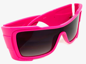 Oversized Classic Modern Retro Wrap Shield Style SUNGLASSES Huge Super Thick Fuchsia Frame 80636