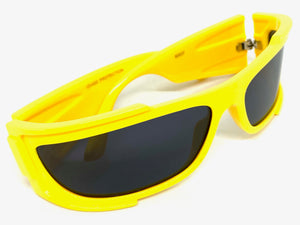 Classic Modern Retro Wrap Around Luxury SUNGLASSES Super Thick Yellow Frame 80637