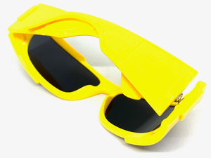 Classic Modern Retro Wrap Around Luxury SUNGLASSES Super Thick Yellow Frame 80637