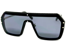 Classy Elegant Futuristic Modern Rerto Shield Style SUNGLASSES Large Black Frame 8837