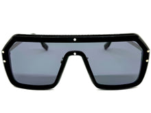 Classy Elegant Futuristic Modern Rerto Shield Style SUNGLASSES Large Black Frame 8837