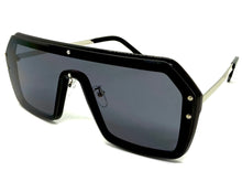 Classy Elegant Futuristic Modern Rerto Shield Style SUNGLASSES Large Black Frame 8837
