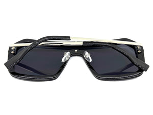 Classy Elegant Futuristic Modern Rerto Shield Style SUNGLASSES Large Black Frame 8837