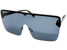 Oversized Modern Rerto Shield Style SUNGLASSES Large Black Frame Dark Lens 6480