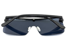 Oversized Modern Rerto Shield Style SUNGLASSES Large Black Frame Dark Lens 6480