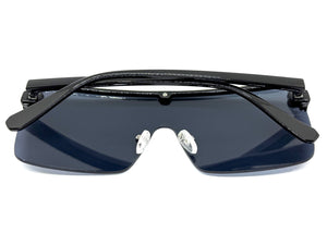 Oversized Modern Rerto Shield Style SUNGLASSES Large Black Frame Dark Lens 6480