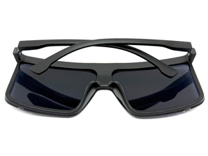 Oversized Exaggerated Modern Rerto Shield Style SUNGLASSES X-Large Black Frame 8001
