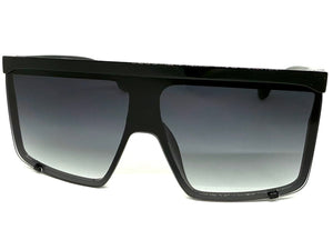 Oversized Exaggerated Modern Rerto Shield Style SUNGLASSES X-Large Black Frame 8001