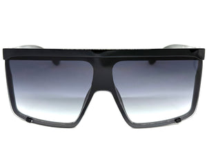 Oversized Exaggerated Modern Rerto Shield Style SUNGLASSES X-Large Black Frame 8001