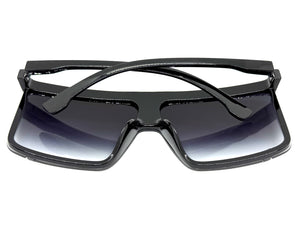 Oversized Exaggerated Modern Rerto Shield Style SUNGLASSES X-Large Black Frame 8001