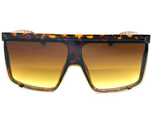 Oversized Exaggerated Modern Rerto Shield Style SUNGLASSES X-Large Tortoise Frame 8001