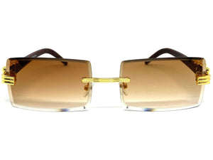 Classy Elegant Sophisticated Modern Luxury Style SUNGLASSES Rimless Gold Frame 5249
