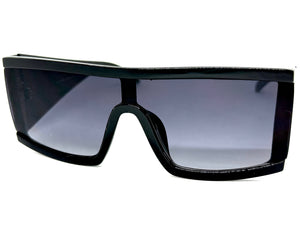 Exaggerated Classy Elegant Modern Rerto Shield Style SUNGLASSES Thick Black Frame 48484