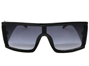Exaggerated Classy Elegant Modern Rerto Shield Style SUNGLASSES Thick Black Frame 48484