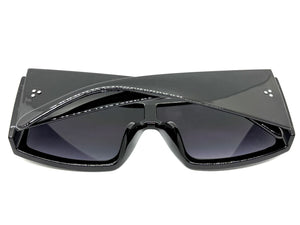 Exaggerated Classy Elegant Modern Rerto Shield Style SUNGLASSES Thick Black Frame 48484