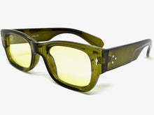 Classic Elegant Vintage Retro Style SUNGLASSES Square Thick Olive Green Frame 5015