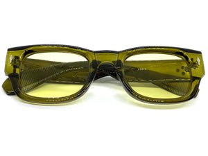 Classic Elegant Vintage Retro Style SUNGLASSES Square Thick Olive Green Frame 5015