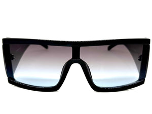 Exaggerated Classy Elegant Modern Rerto Shield Style SUNGLASSES Thick Black Frame 48484