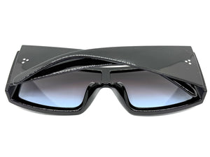 Exaggerated Classy Elegant Modern Rerto Shield Style SUNGLASSES Thick Black Frame 48484