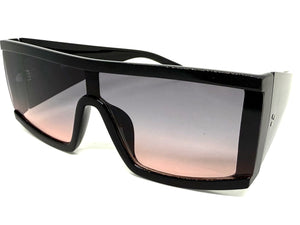 Exaggerated Classy Elegant Modern Rerto Shield Style SUNGLASSES Thick Black Frame 48484