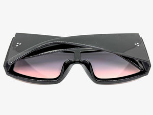 Exaggerated Classy Elegant Modern Rerto Shield Style SUNGLASSES Thick Black Frame 48484