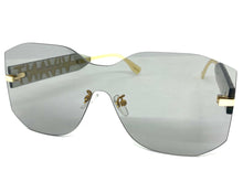 Oversized Contemporary Modern Shield Style SUNGLASSES Rimless Gray Frame 5233