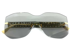 Oversized Contemporary Modern Shield Style SUNGLASSES Rimless Gray Frame 5233