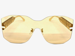 Oversized Contemporary Modern Shield Style SUNGLASSES Rimless Champagne Frame 5233