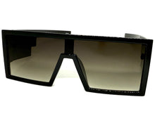 Exaggerated Classy Elegant Modern Rerto Shield Style SUNGLASSES Thick Black Frame 7996