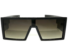 Exaggerated Classy Elegant Modern Rerto Shield Style SUNGLASSES Thick Black Frame 7996