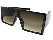 Exaggerated Classy Elegant Modern Rerto Shield Style SUNGLASSES Thick Black Frame 7996