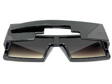 Exaggerated Classy Elegant Modern Rerto Shield Style SUNGLASSES Thick Black Frame 7996