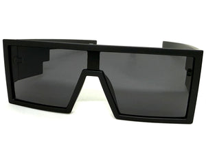 Exaggerated Classy Elegant Modern Rerto Shield Style SUNGLASSES Thick Black Frame 7996