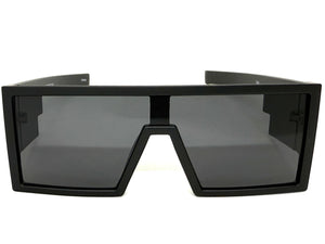 Exaggerated Classy Elegant Modern Rerto Shield Style SUNGLASSES Thick Black Frame 7996