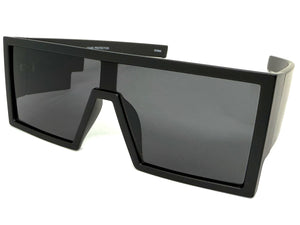 Exaggerated Classy Elegant Modern Rerto Shield Style SUNGLASSES Thick Black Frame 7996