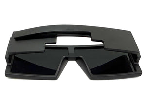 Exaggerated Classy Elegant Modern Rerto Shield Style SUNGLASSES Thick Black Frame 7996