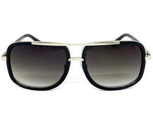 Classic Vintage Retro Aviator Style SUNGLASSES Square Black & Silver Frame 3794