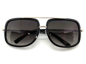 Classic Vintage Retro Aviator Style SUNGLASSES Square Black & Silver Frame 3794