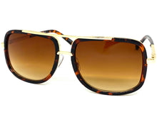 Classic Vintage Retro Aviator Style SUNGLASSES Square Tortoise & Gold Frame 3794